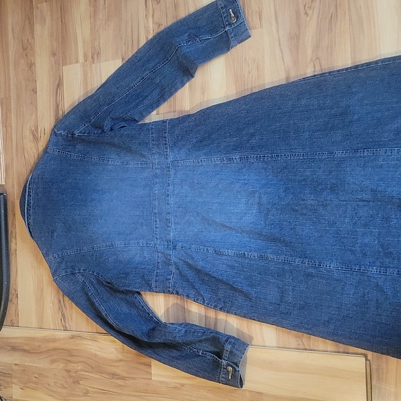 Vintage Y2K Denim Duster Jean Long Coat S - Picture 9 of 14